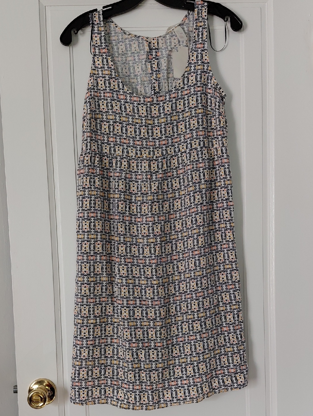 H&M Sleeveless Printed Dress in Navy, Cream & Pink